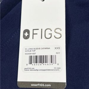 Figs XXS Long Sleeve Catarina Scrub Top Navy New with Tag